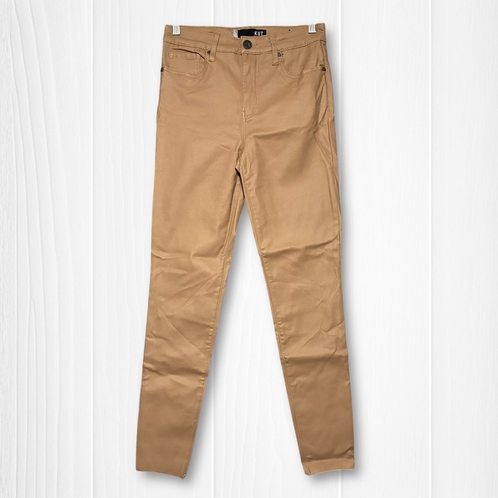 Kut from the‎ Kloth Coated Connie Fab Ab Ankle Skinny Pants Womens 4 Tan